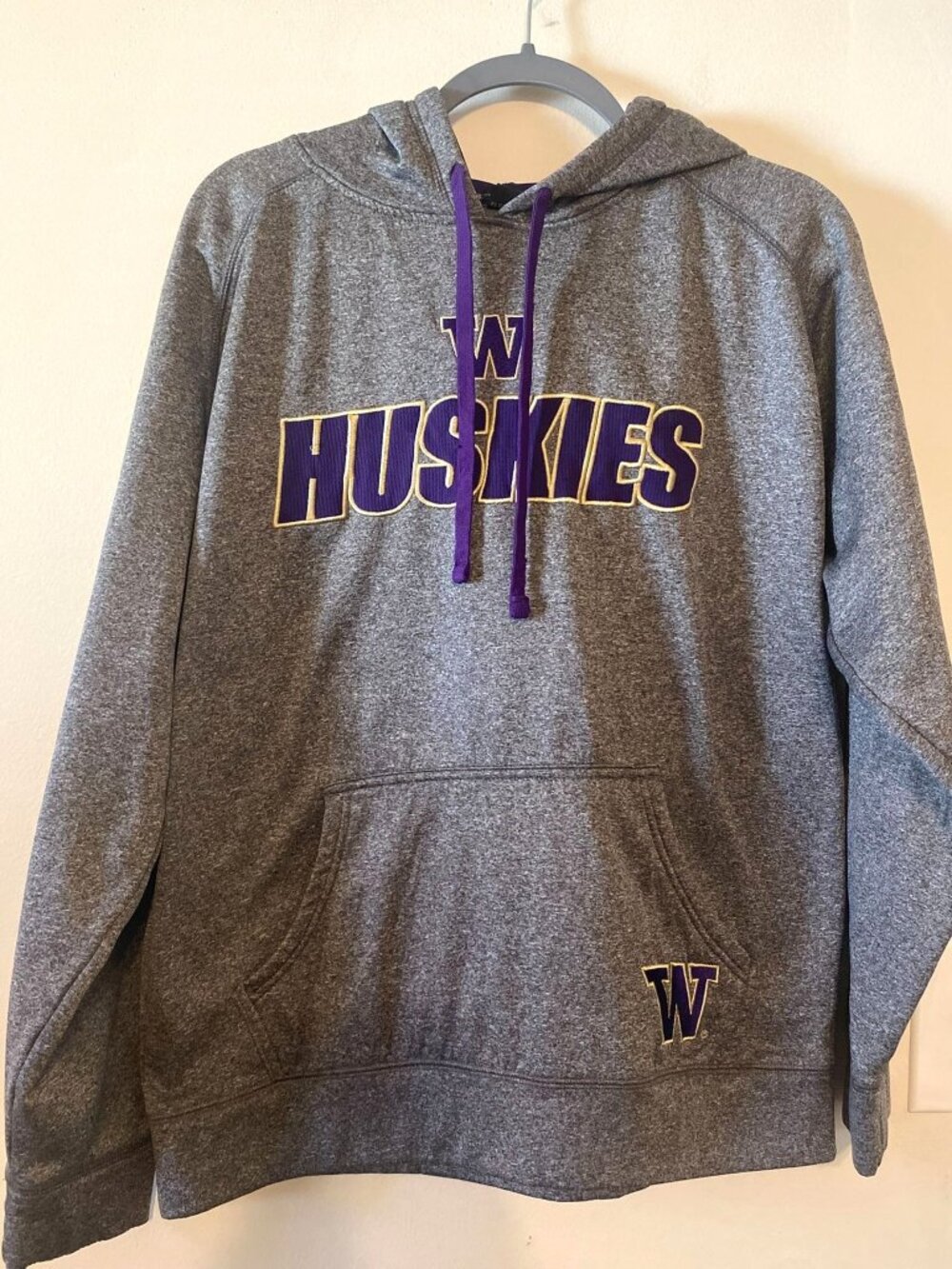 Men's University‎ of Washington Huskies Gray Purple Hoodie Champion Elite Medium